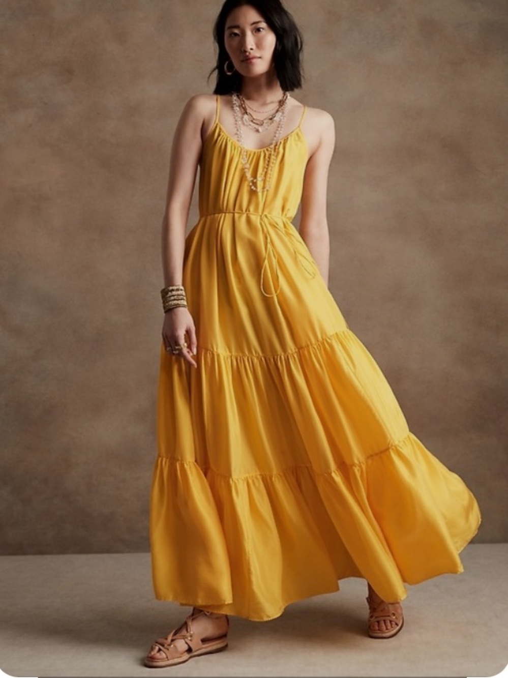 NWT Banana Republic Canna Silk Maxi Dress - Yellow - M